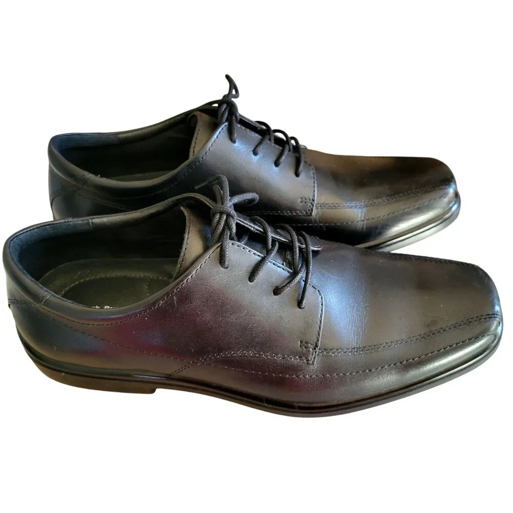 Hush Puppies Mens Medium Moyen Waterproof Black Leather Oxford Shoes SZ 11
